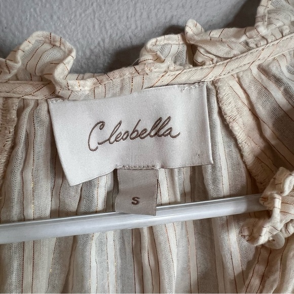 Cleobella Ari Blouse Peasant Top in Ivory with Gold sparkle S - Picture 5 of 9